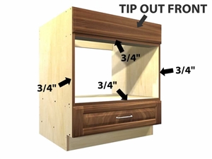 Base appliance case with TIP OUT FRONT, appliance opening, and bottom ...